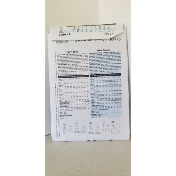 Butterick Skirt Pants Sewing Pattern B5330 UNCUT Size 8-14 - Picture 8 of 10